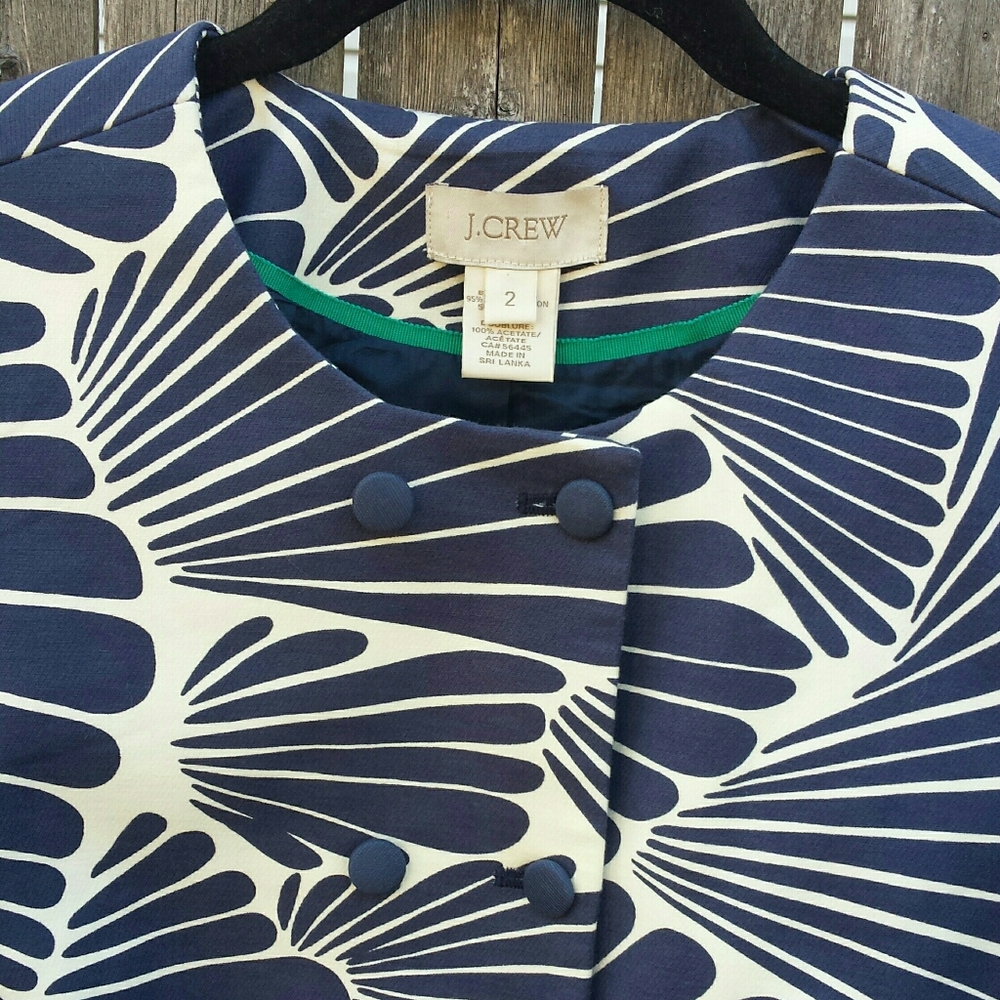 J Crew Navy White Fanfare Cropped Blazer 2 - Picture 5 of 14